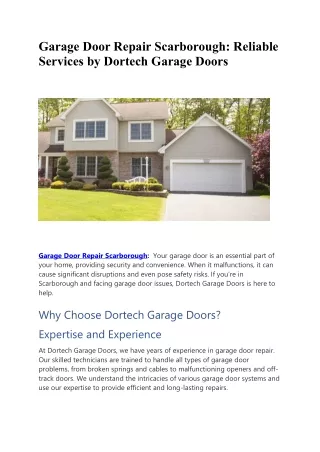 Garage Door Repair Scarborough Reliable Services by Dortech Garage Doors