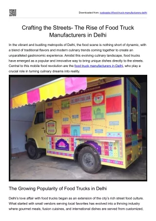 Crafting the Streets- The Rise of Food Truck Manufacturers in Delhi