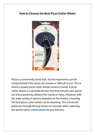 How to Choose the Best Pizza Cutter Wheel
