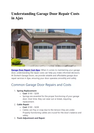 Understanding Garage Door Repair Costs in Ajax