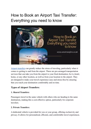 How to Book an Airport Taxi Transfer_ Everything you need to know