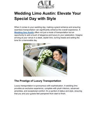 Wedding Limo Austin_ Elevate Your Special Day with Style