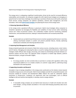 Hybrid Cloud Strategies for the Energy Sector Powering the Future