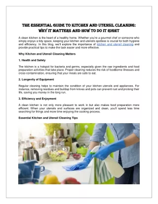 Kitchen and Utensil Cleaning Services