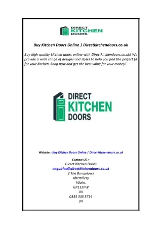 Buy Kitchen Doors Online | Directkitchendoors.co.uk