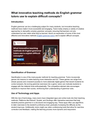 What innovative teaching methods do English grammar tutors use to explain difficult concepts_