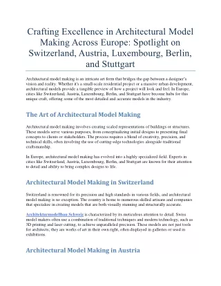 Crafting Excellence in Architectural Model Making Across Europe