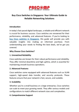 Buy Cisco Switches in Singapore: Your Ultimate Guide to Reliable Networking Solu