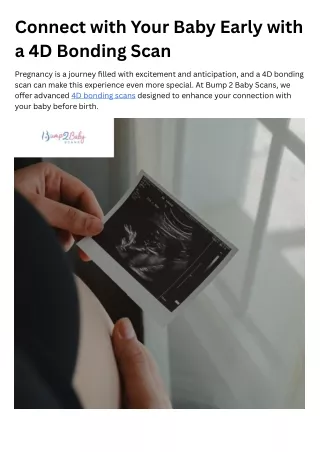 Connect with Your Baby Early with a 4D Bonding Scan