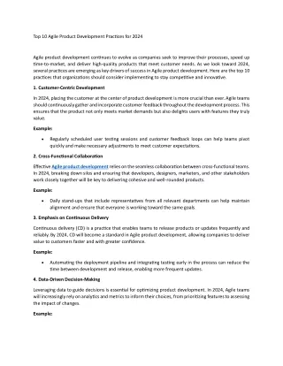 Top 10 Agile Product Development Practices for 2024