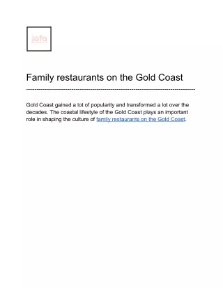 Family restaurants on the Gold Coast