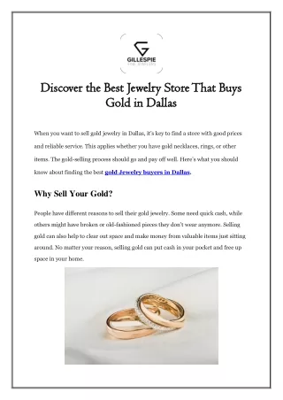 Discover the Best Jewelry Store That Buys Gold in Dallas