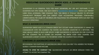 Fixing QuickBooks Error H202