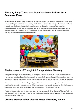 Birthday Party Transportation Creative Solutions for a Seamless Event