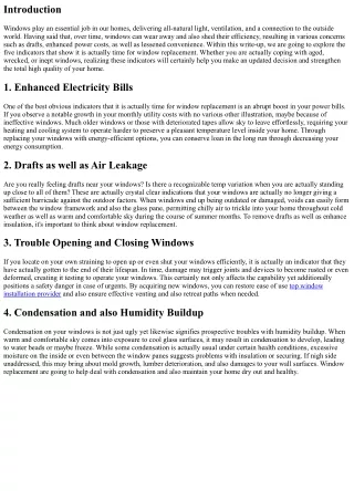 5 Indications It is actually Time for Window Substitute