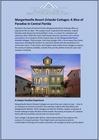 Margaritaville Resort Orlando Cottages: A Slice of Paradise in Central Florida