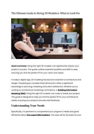 The Ultimate Guide to Hiring 3D Modelers: What to Look For