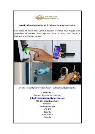 Security Alarm System Repair  Cadmus Security Services Inc