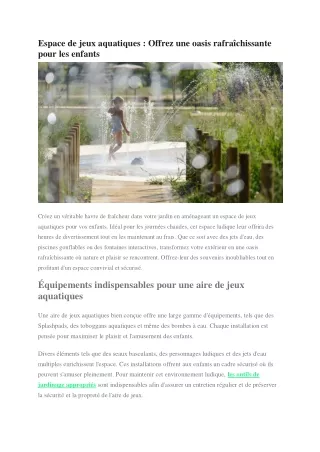 Espace de jeux aquatiques : une oasis pour les enfants