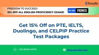 Get 15% Off on PTE, IELTS, Duolingo, and CELPIP Practice Test Packages