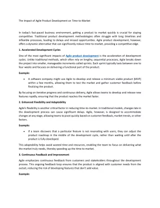 The Impact of Agile Product Development on Time-to-Market
