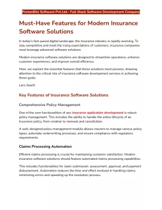 Must-Have Features for Modern Insurance Software Solutions