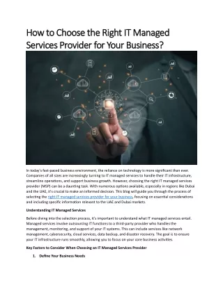 How to Choose the Right IT Managed Services Provider for Your Business