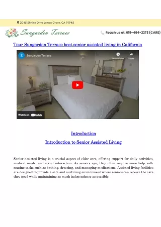 Tour Sungarden Terrace The Best Senior Assisted Living in California