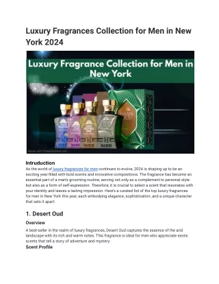 The Luxury Fragrance Collection for Men in New York 2024