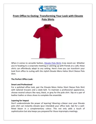 From Office to Outing: Transforming Your Look with Elevate Polo Shirts