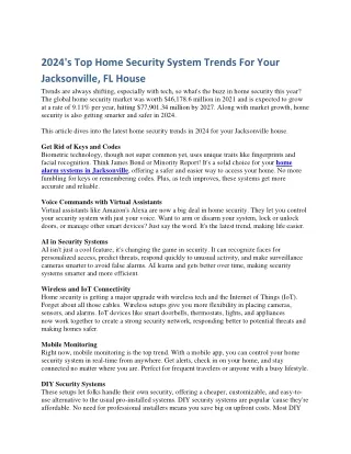 2024's Top Home Security System Trends For Your Jacksonville, FL House