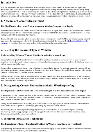 5 Typical Oversights to Steer Clear Of during the course of Window Installation