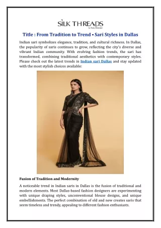 From Tradition to Trend - Sari Styles in Dallas