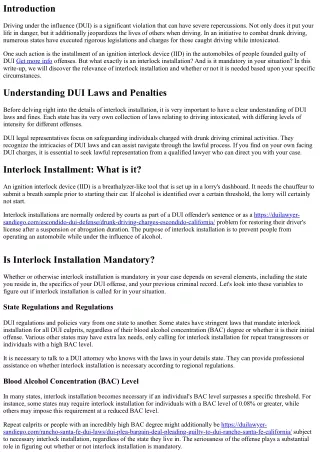 Interlock Installation: Is it Compulsory in Your Instance?