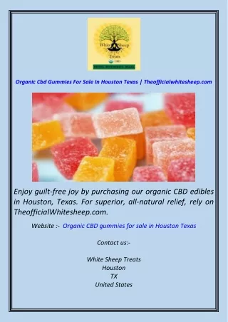 Organic Cbd Gummies For Sale In Houston Texas  Theofficialwhitesheep.com