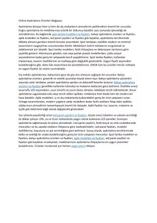 Online Aydinlatma Urunleri Magazasi