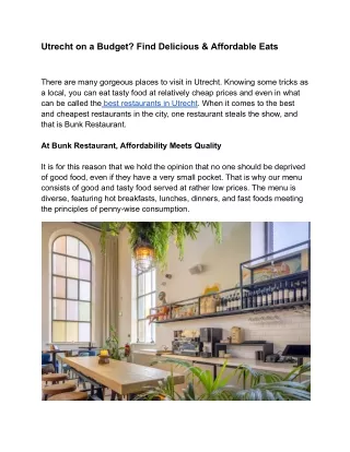 Utrecht on a Budget? Find Delicious & Affordable Eats