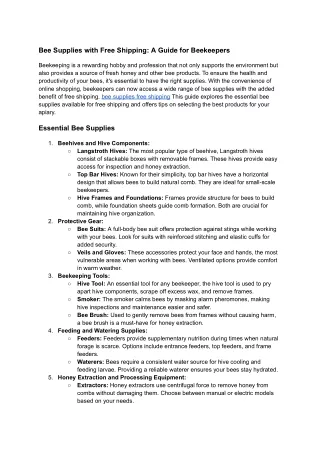 bee supplies free shipping