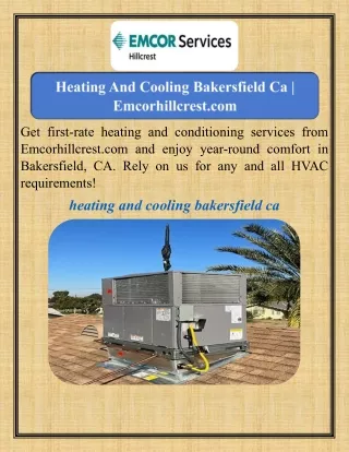 Heating And Cooling Bakersfield Ca  Emcorhillcrest.com