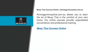 Muay Thai Courses Online  Ammagymmuaythai.com.au
