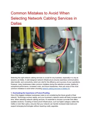 Common Mistakes to Avoid When Selecting Network Cabling Services in Dallas