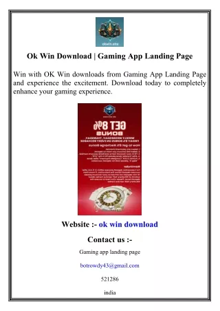 Ok Win Download   Gaming App Landing Page