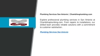 Plumbing Services San Antonio Chamblissplumbing.com