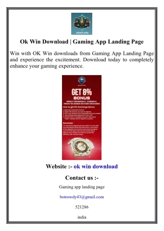 Ok Win Download   Gaming App Landing Page