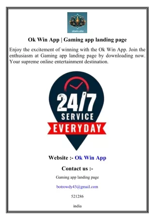Ok Win App   Gaming app landing page