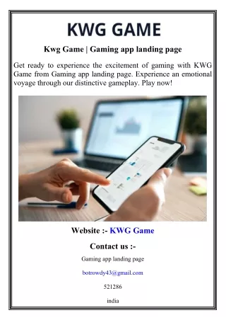 Kwg Game   Gaming app landing page