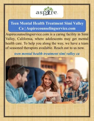 Teen Mental Health Treatment Simi Valley Ca   Aspirecounselingservice.com