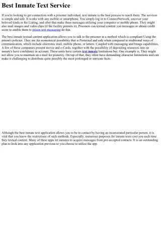 Ideal Inmate Text Assistance