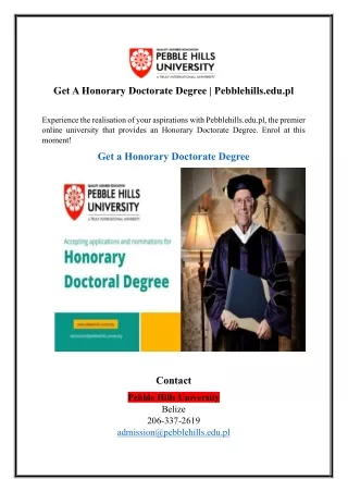 Get A Honorary Doctorate Degree | Pebblehills.edu.pl