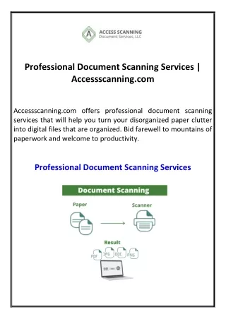 Professional Document Scanning Services  Accessscanning.com